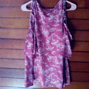 Lauren Conrad Open Shoulder Floral Shirt, XL